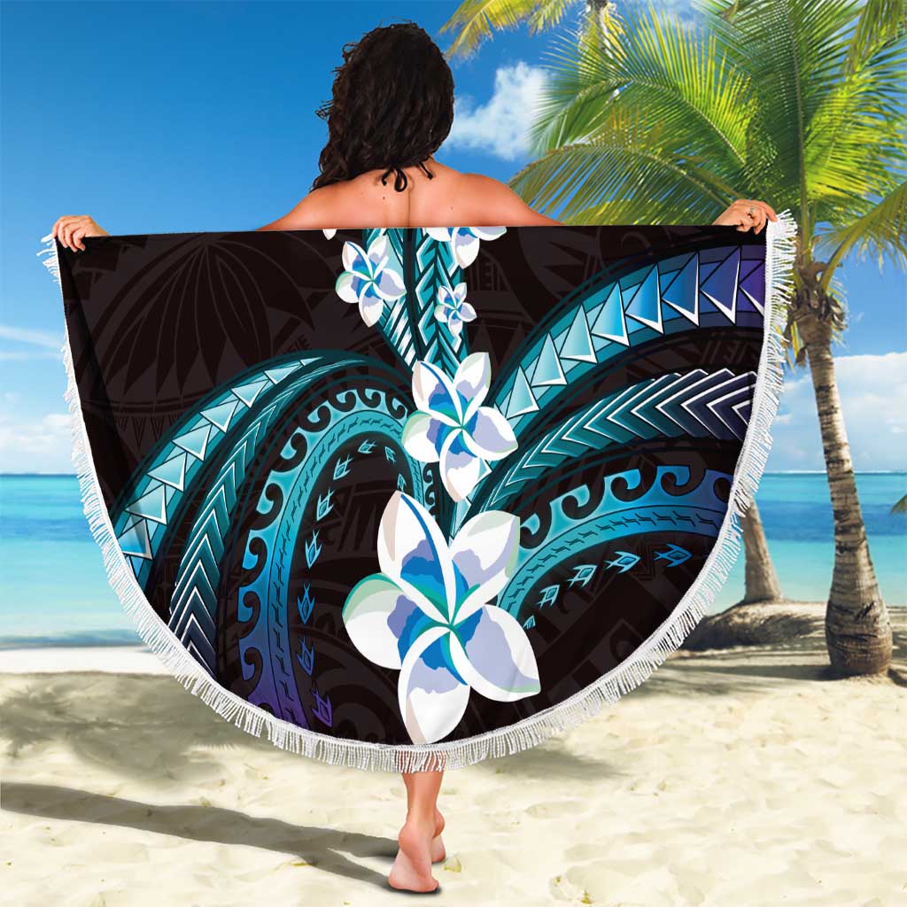 Hawaii Plumeria Beach Blanket Amethyst Gradient Polynesian Pattern
