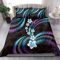 Hawaii Plumeria Bedding Set Amethyst Gradient Polynesian Pattern