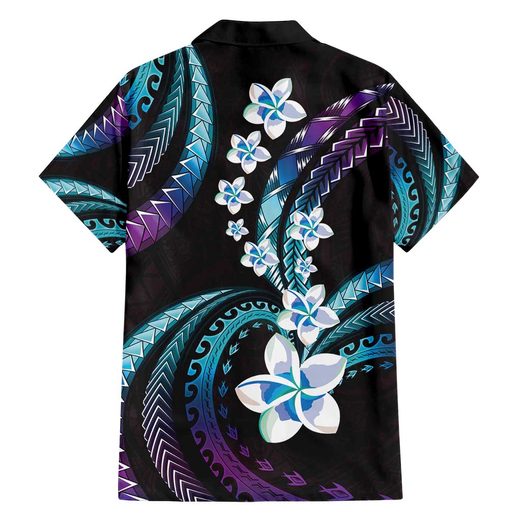 Hawaii Plumeria Family Matching Long Sleeve Bodycon Dress and Hawaiian Shirt Amethyst Gradient Polynesian Pattern
