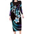 Hawaii Plumeria Family Matching Long Sleeve Bodycon Dress and Hawaiian Shirt Amethyst Gradient Polynesian Pattern