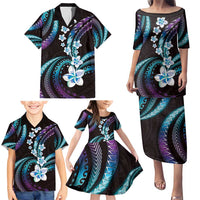 Hawaii Plumeria Family Matching Puletasi and Hawaiian Shirt Amethyst Gradient Polynesian Pattern LT01 - Polynesian Pride