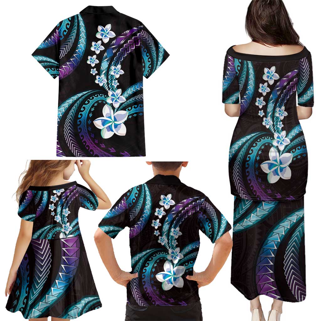 Hawaii Plumeria Family Matching Puletasi and Hawaiian Shirt Amethyst Gradient Polynesian Pattern LT01 - Polynesian Pride