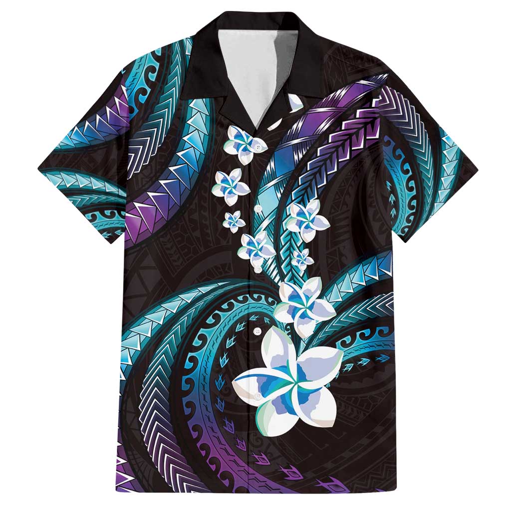 Hawaii Plumeria Family Matching Puletasi and Hawaiian Shirt Amethyst Gradient Polynesian Pattern LT01 Dad's Shirt - Short Sleeve Purple - Polynesian Pride