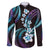 Hawaii Plumeria Family Matching Short Sleeve Bodycon Dress and Hawaiian Shirt Amethyst Gradient Polynesian Pattern