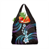 Hawaii Plumeria Grocery Bag Amethyst Gradient Polynesian Pattern