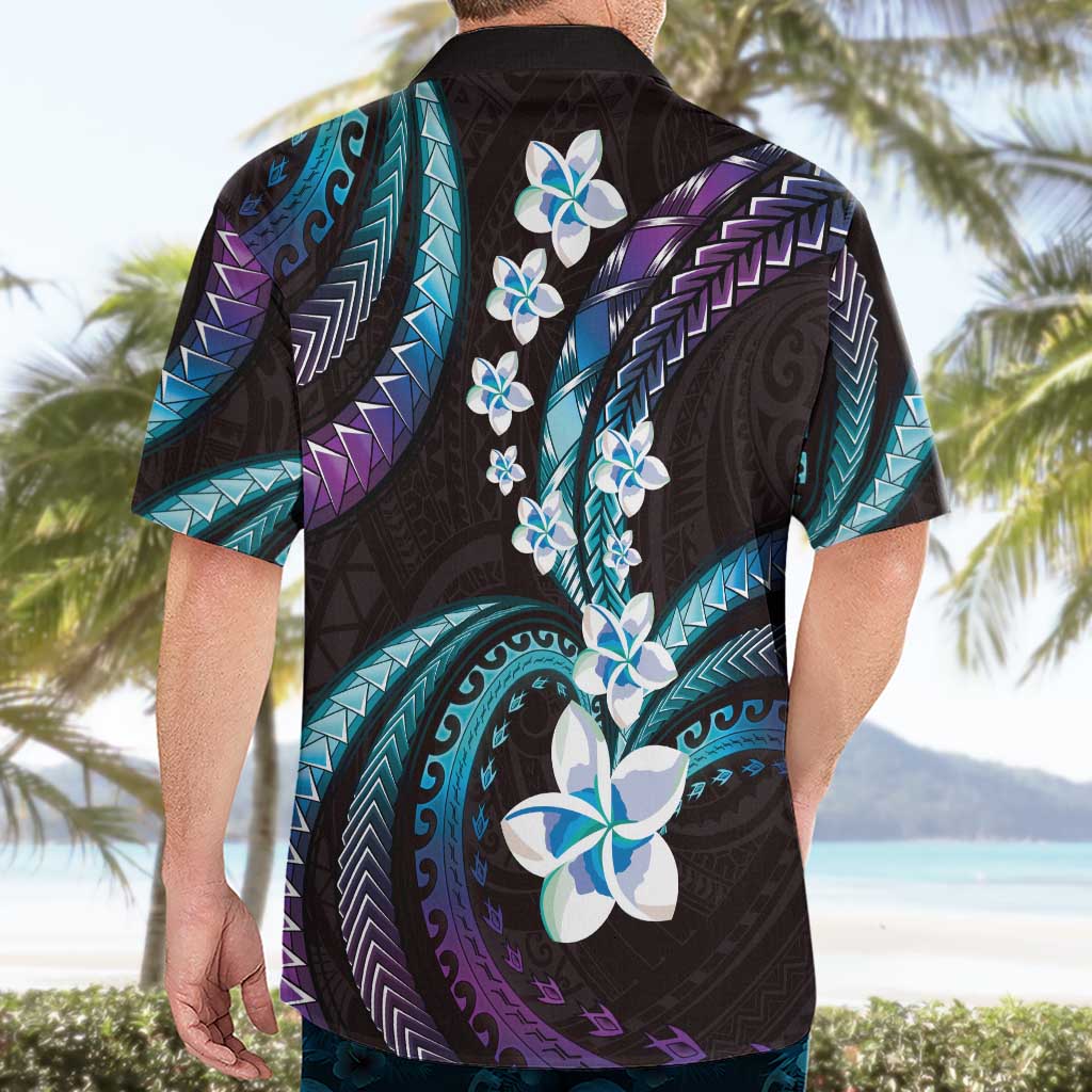 Hawaii Plumeria Hawaiian Shirt Amethyst Gradient Polynesian Pattern