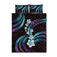 Hawaii Plumeria Quilt Bed Set Amethyst Gradient Polynesian Pattern