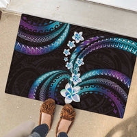 Hawaii Plumeria Rubber Doormat Amethyst Gradient Polynesian Pattern