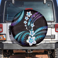 Hawaii Plumeria Spare Tire Cover Amethyst Gradient Polynesian Pattern