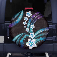 Hawaii Plumeria Spare Tire Cover Amethyst Gradient Polynesian Pattern