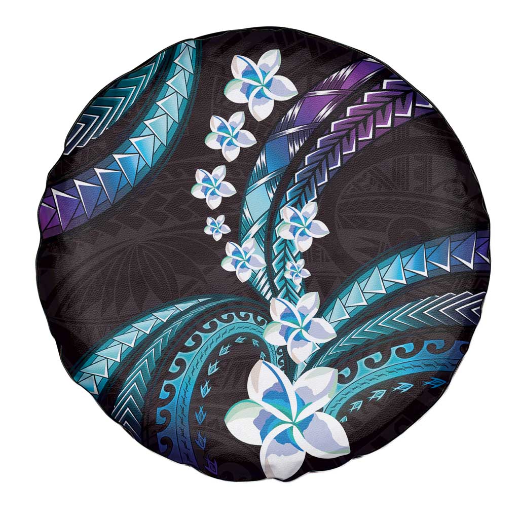 Hawaii Plumeria Spare Tire Cover Amethyst Gradient Polynesian Pattern