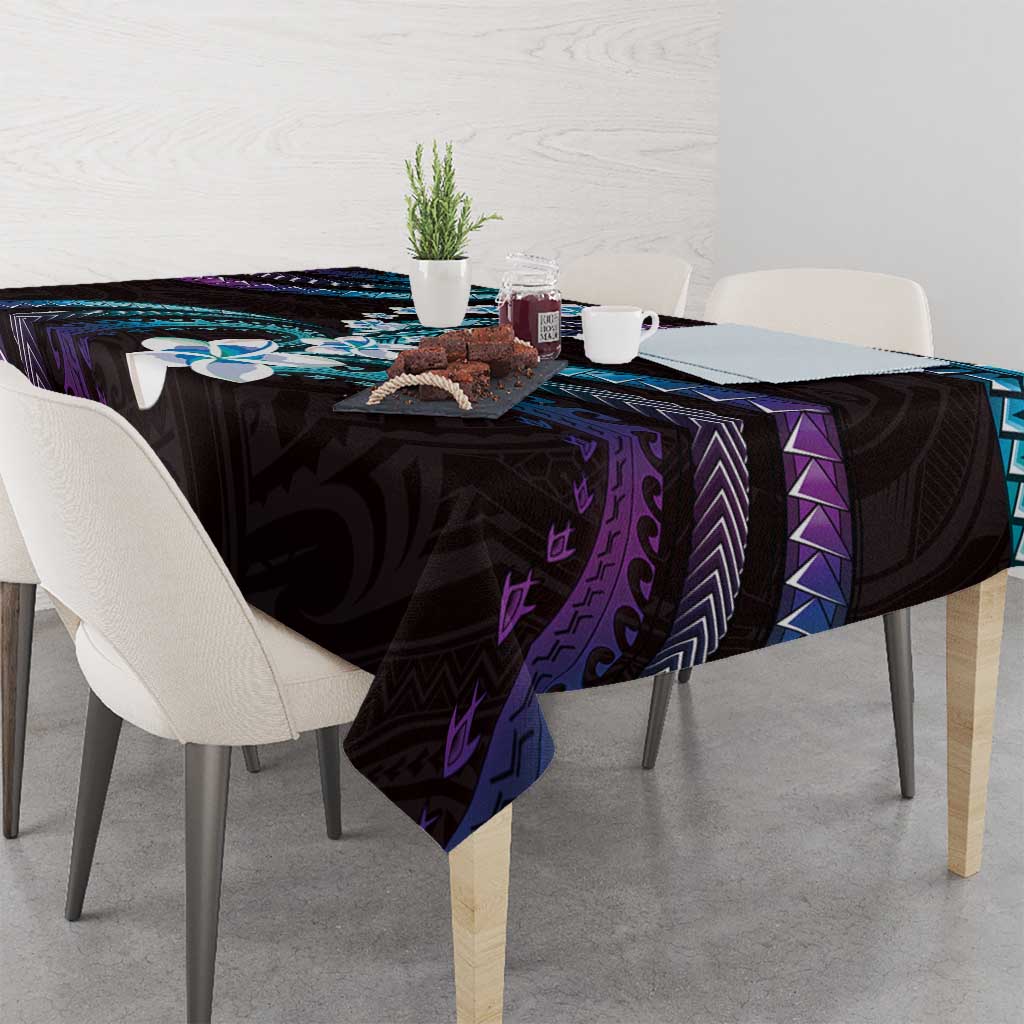 Hawaii Plumeria Tablecloth Amethyst Gradient Polynesian Pattern