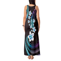 Hawaii Plumeria Tank Maxi Dress Amethyst Gradient Polynesian Pattern