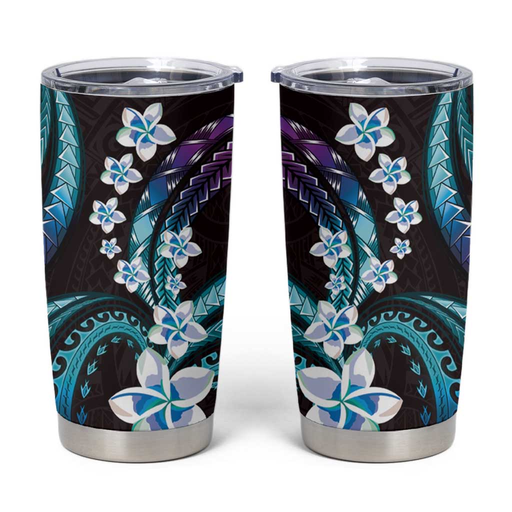 Hawaii Plumeria Tumbler Cup Amethyst Gradient Polynesian Pattern