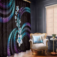 Hawaii Plumeria Window Curtain Amethyst Gradient Polynesian Pattern