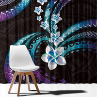 Hawaii Plumeria Window Curtain Amethyst Gradient Polynesian Pattern