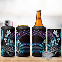Hawaii Shaka Sign 4 in 1 Can Cooler Tumbler Fantastic Frangipani Amethyst Gradient