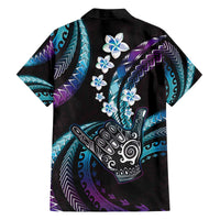 Hawaii Shaka Sign Family Matching Off The Shoulder Long Sleeve Dress and Hawaiian Shirt Fantastic Frangipani Amethyst Gradient
