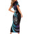 Hawaii Shaka Sign Family Matching Short Sleeve Bodycon Dress and Hawaiian Shirt Fantastic Frangipani Amethyst Gradient