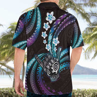 Hawaii Shaka Sign Hawaiian Shirt Fantastic Frangipani Amethyst Gradient