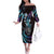 Hawaii Shaka Sign Off The Shoulder Long Sleeve Dress Fantastic Frangipani Amethyst Gradient