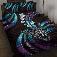 Hawaii Shaka Sign Quilt Bed Set Fantastic Frangipani Amethyst Gradient