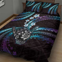 Hawaii Shaka Sign Quilt Bed Set Fantastic Frangipani Amethyst Gradient