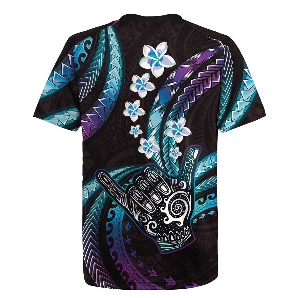 Hawaii Shaka Sign Rugby Jersey Fantastic Frangipani Amethyst Gradient