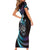 Hawaii Shaka Sign Short Sleeve Bodycon Dress Fantastic Frangipani Amethyst Gradient