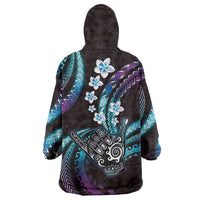 Hawaii Shaka Sign Wearable Blanket Hoodie Fantastic Frangipani Amethyst Gradient