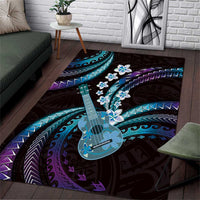 Hawaiian Ukulele Area Rug Amethyst Gradient Fantastic Plumeria