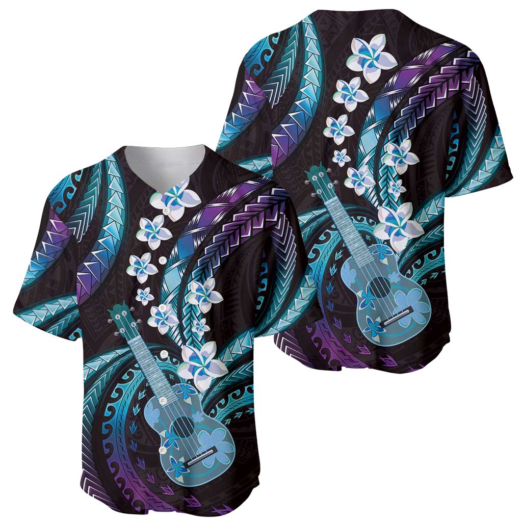 Hawaiian Ukulele Baseball Jersey Amethyst Gradient Fantastic Plumeria