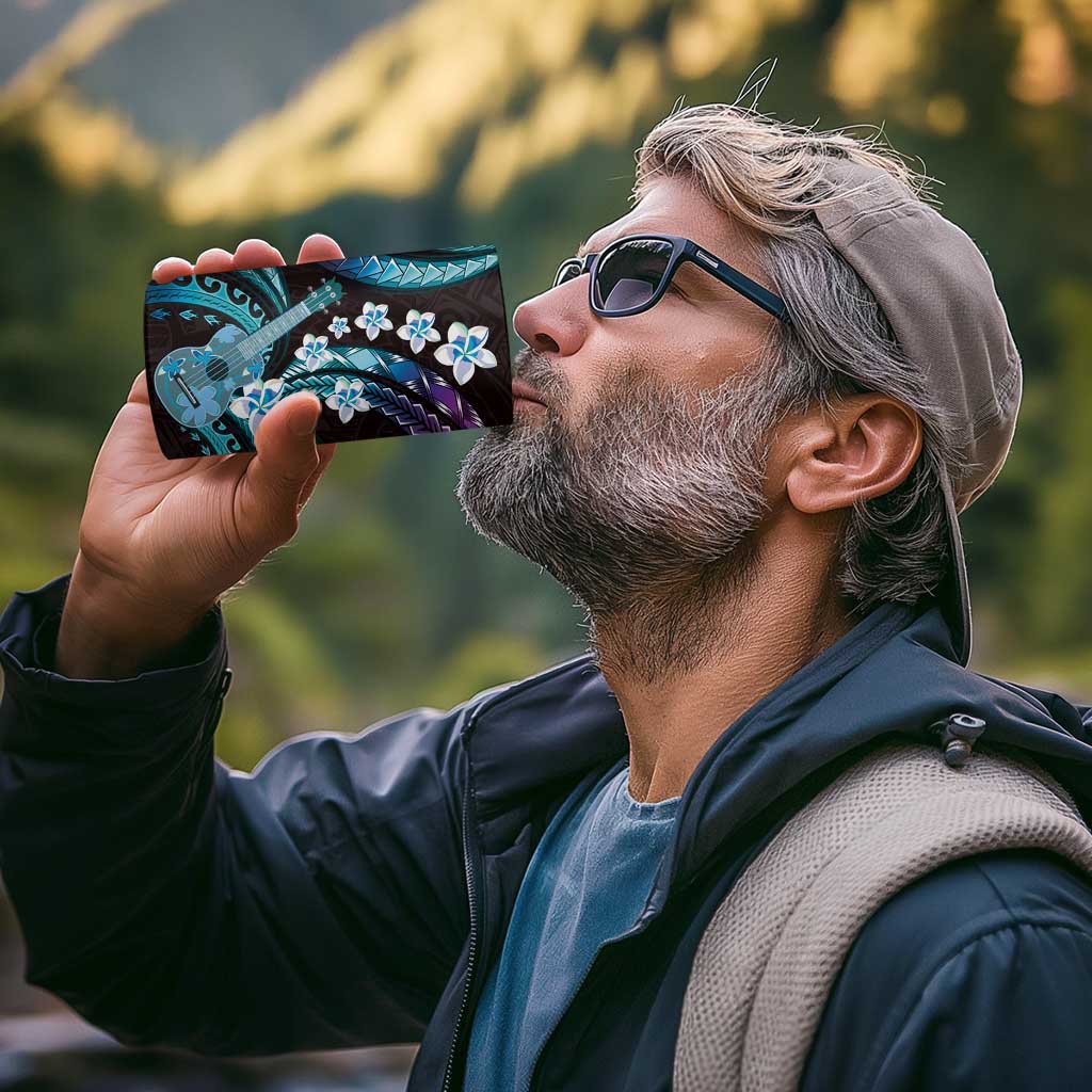 Hawaiian Ukulele 4 in 1 Can Cooler Tumbler Amethyst Gradient Fantastic Plumeria