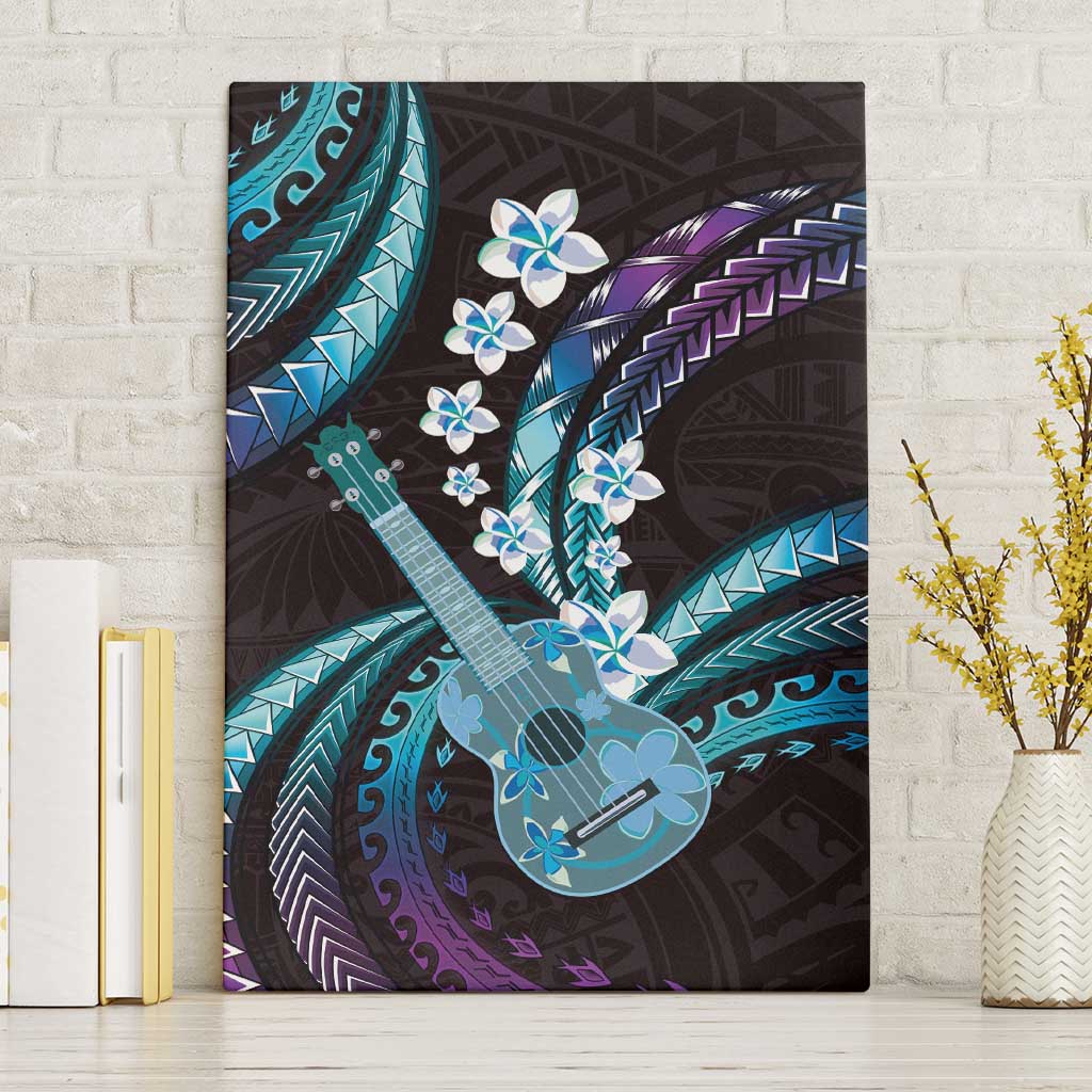 Hawaiian Ukulele Canvas Wall Art Amethyst Gradient Fantastic Plumeria