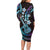 Hawaiian Ukulele Family Matching Long Sleeve Bodycon Dress and Hawaiian Shirt Amethyst Gradient Fantastic Plumeria