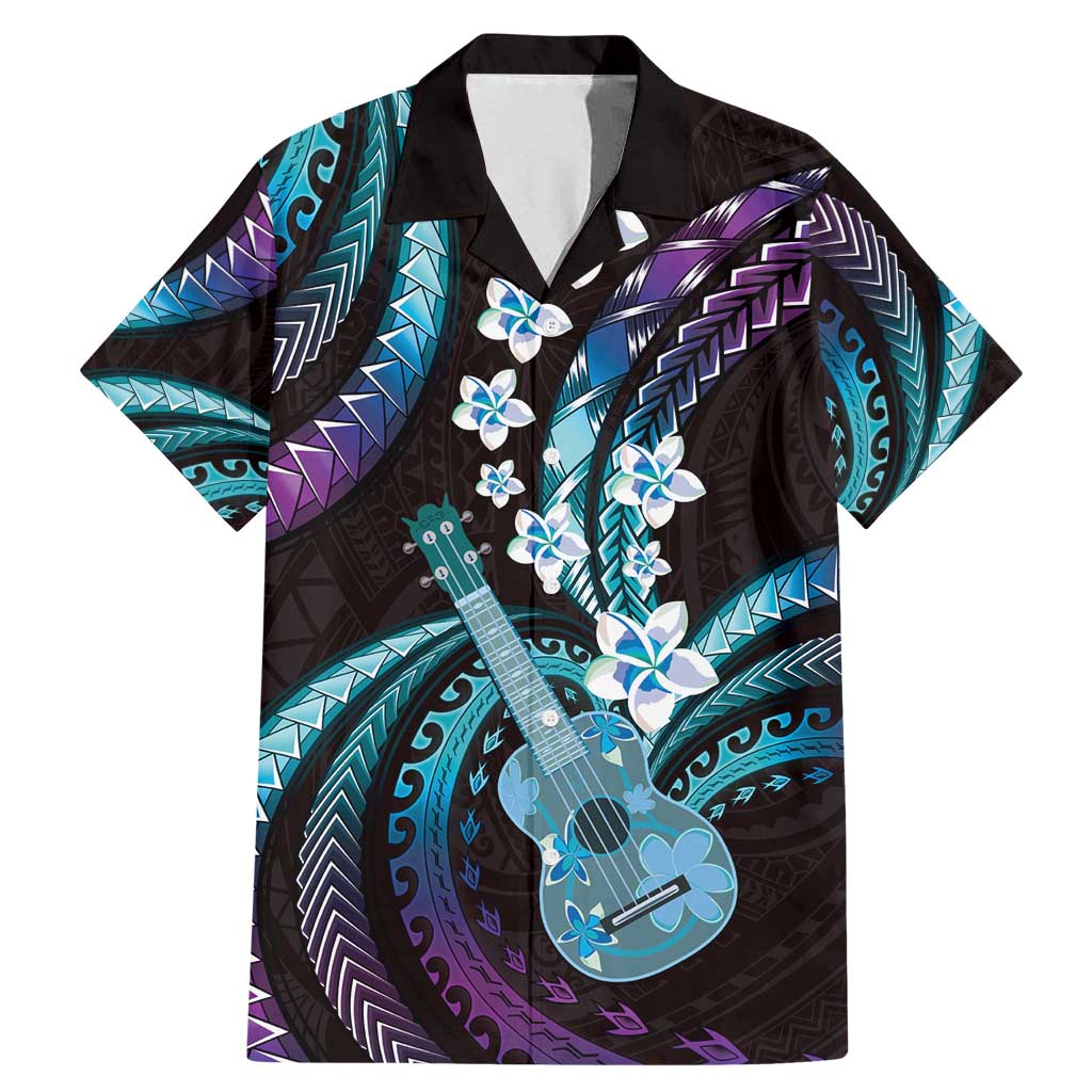Hawaiian Ukulele Family Matching Mermaid Dress and Hawaiian Shirt Amethyst Gradient Fantastic Plumeria