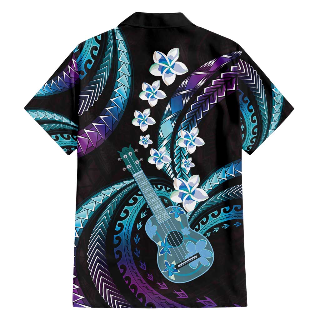 Hawaiian Ukulele Family Matching Off Shoulder Maxi Dress and Hawaiian Shirt Amethyst Gradient Fantastic Plumeria