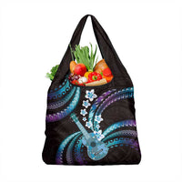 Hawaiian Ukulele Grocery Bag Amethyst Gradient Fantastic Plumeria