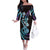 Hawaiian Ukulele Off The Shoulder Long Sleeve Dress Amethyst Gradient Fantastic Plumeria