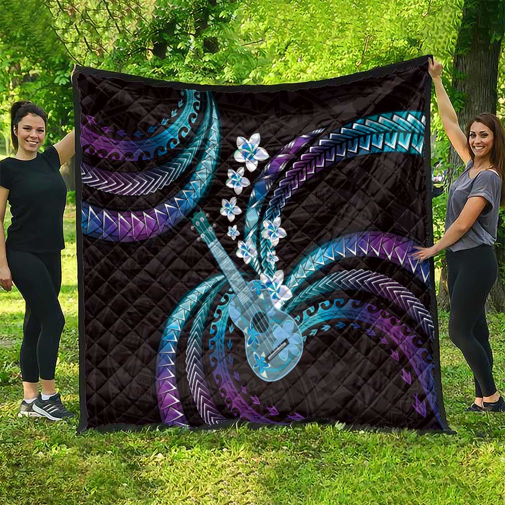 Hawaiian Ukulele Quilt Amethyst Gradient Fantastic Plumeria