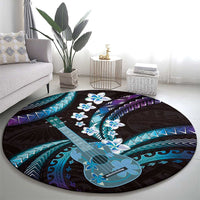Hawaiian Ukulele Round Carpet Amethyst Gradient Fantastic Plumeria