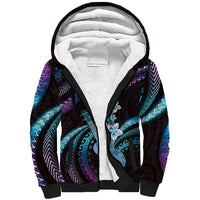 Hawaiian Ukulele Sherpa Hoodie Amethyst Gradient Fantastic Plumeria