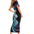 Hawaiian Ukulele Short Sleeve Bodycon Dress Amethyst Gradient Fantastic Plumeria