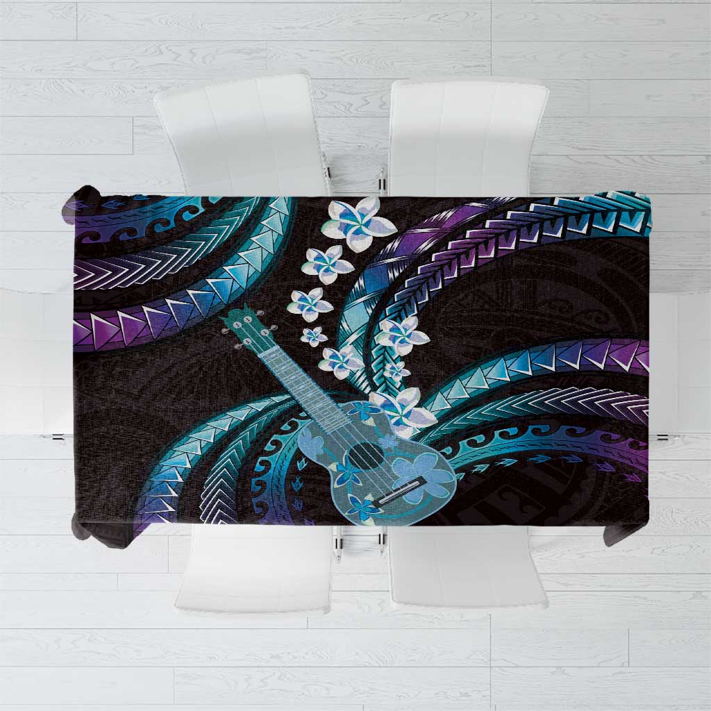 Hawaiian Ukulele Tablecloth Amethyst Gradient Fantastic Plumeria