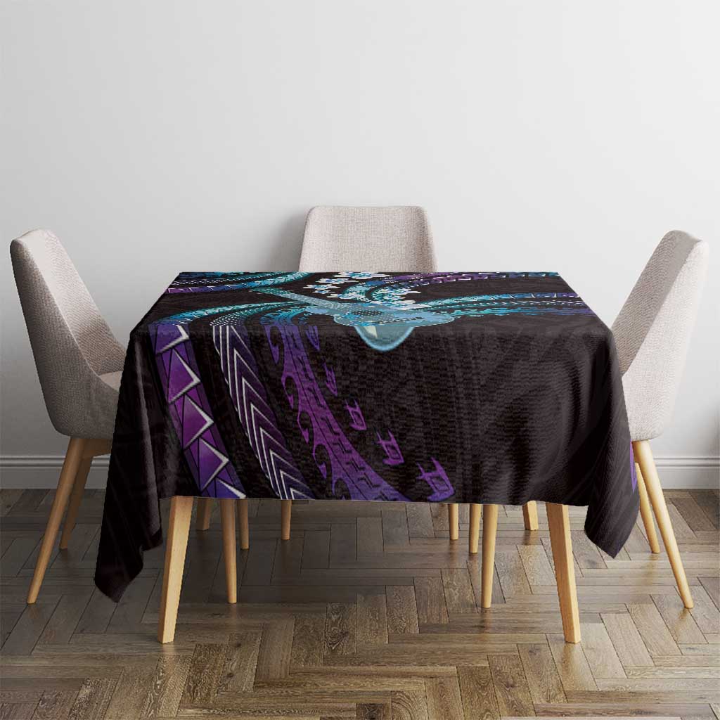 Hawaiian Ukulele Tablecloth Amethyst Gradient Fantastic Plumeria