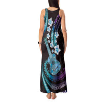 Hawaiian Ukulele Tank Maxi Dress Amethyst Gradient Fantastic Plumeria