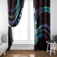 Hawaiian Ukulele Window Curtain Amethyst Gradient Fantastic Plumeria