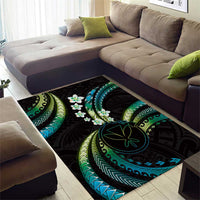 Hawaii Map Kanaka Maoli Area Rug Fantastic Frangipani Chartreuse Cyan
