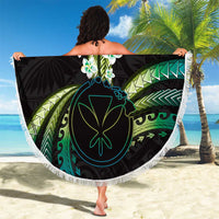 Hawaii Map Kanaka Maoli Beach Blanket Fantastic Frangipani Chartreuse Cyan