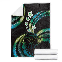 Hawaii Map Kanaka Maoli Blanket Fantastic Frangipani Chartreuse Cyan